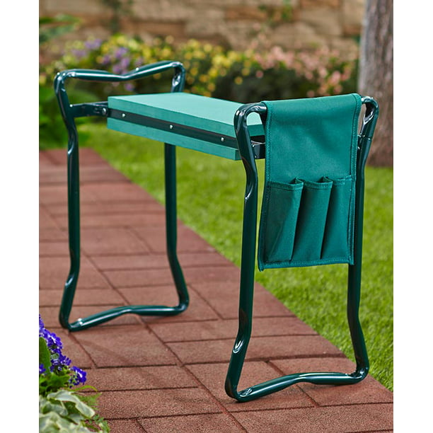 Garden Kneeler Seat - Weeding and Gardening Stool with Kneeling Pad, Caddy