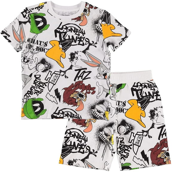 LOONEY TUNES Boys Shorts and T-Shirt Clothing Set - Fun and Colorful 2-Piece Outfit Set - Boys Sizes 4-16