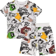 Boy's Looney Tunes Short Sleeve T-Shirt and Shorts Bundle White, 10-12
