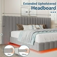 thumbnail image 6 of Merluxy Queen Bed Frame with Oversized Headboard,Floating Design,RGB LED Lights,No Box Spring Needed,Velvet Grey, 6 of 10