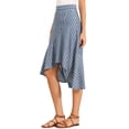 thumbnail image 4 of INSPIRE CHIC Casual Stripe Skirt for Women's Summer High Low Hem Ruffles A-Line Midi Skirts XS Light Blue, 4 of 6
