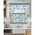 thumbnail image 2 of Blue Coastal Nautical Swag Valance and Tier Curtains 24'' Length Set, Summer Beach Starfish Shell Coral Light Filtering Kitchen Curtains, Tier Curtain Valances for Bathroom/Living Room/Bedroom/Café, 2 of 6