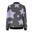 thumbnail image 4 of TFEOQRY Women's Star Print Flight Jacket Long Sleeve Zip Up Coat Casual Fashion Fall Winter Outerwear Purple-2, 4 of 5