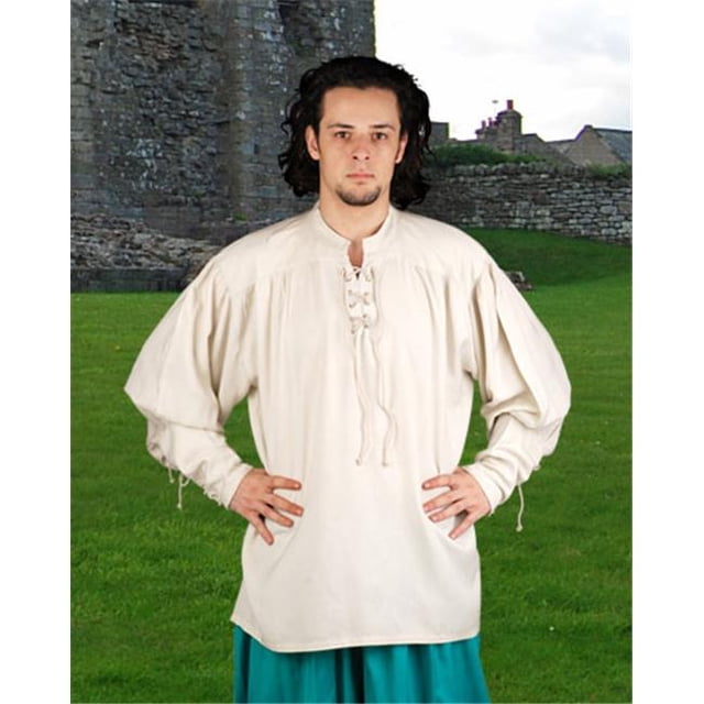 The Pirate Dressing C1004 John Coxon Renaissance Shirt- Natural - Small & Medium