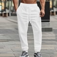 thumbnail image 2 of cfhntfmh Mens Jogger Sweatpants Athletic Warm Pants Workout Gym Running Pants Cinch Bottom Winter Trouser with Pockets（White,X-Large), 2 of 7