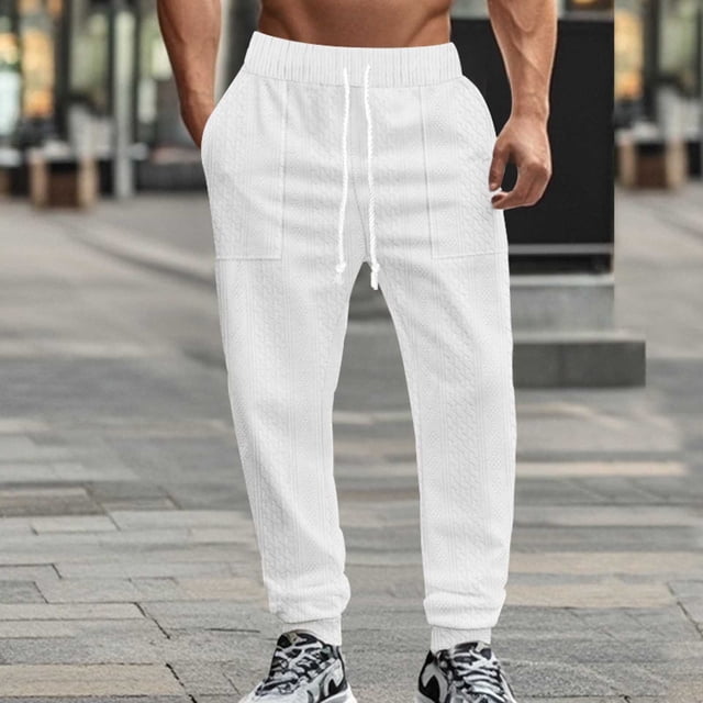Pantalones largos para hombre, talla grande, moda, bolsillos laterales, cordón ajustable en la cintura, pantalones de poliéster para hombre.