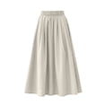 thumbnail image 4 of BUIGTTKLOP Maxi Skirt for Women A-Line Pleated High Waist Full Ankle Length Casual Solid Color Long Skirts, 4 of 6
