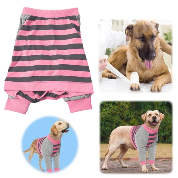 Pink Dog Elbow Protector Sleeve, Short Recovery Shirt for Lick Prevention 1 Pack, Breathable Pet Surgery Suit for Medium Large Dogs, Anti-Injury Coat Size L