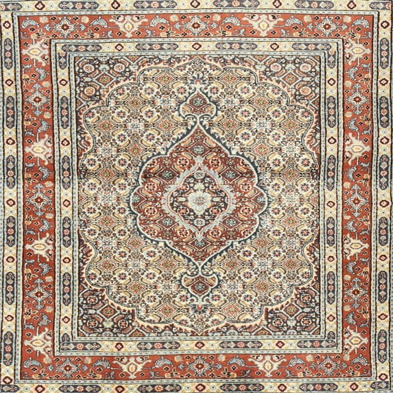 Ahgly Company Machine Washable Indoor Square Traditional Sienna Brown Area Rugs, 8' Square