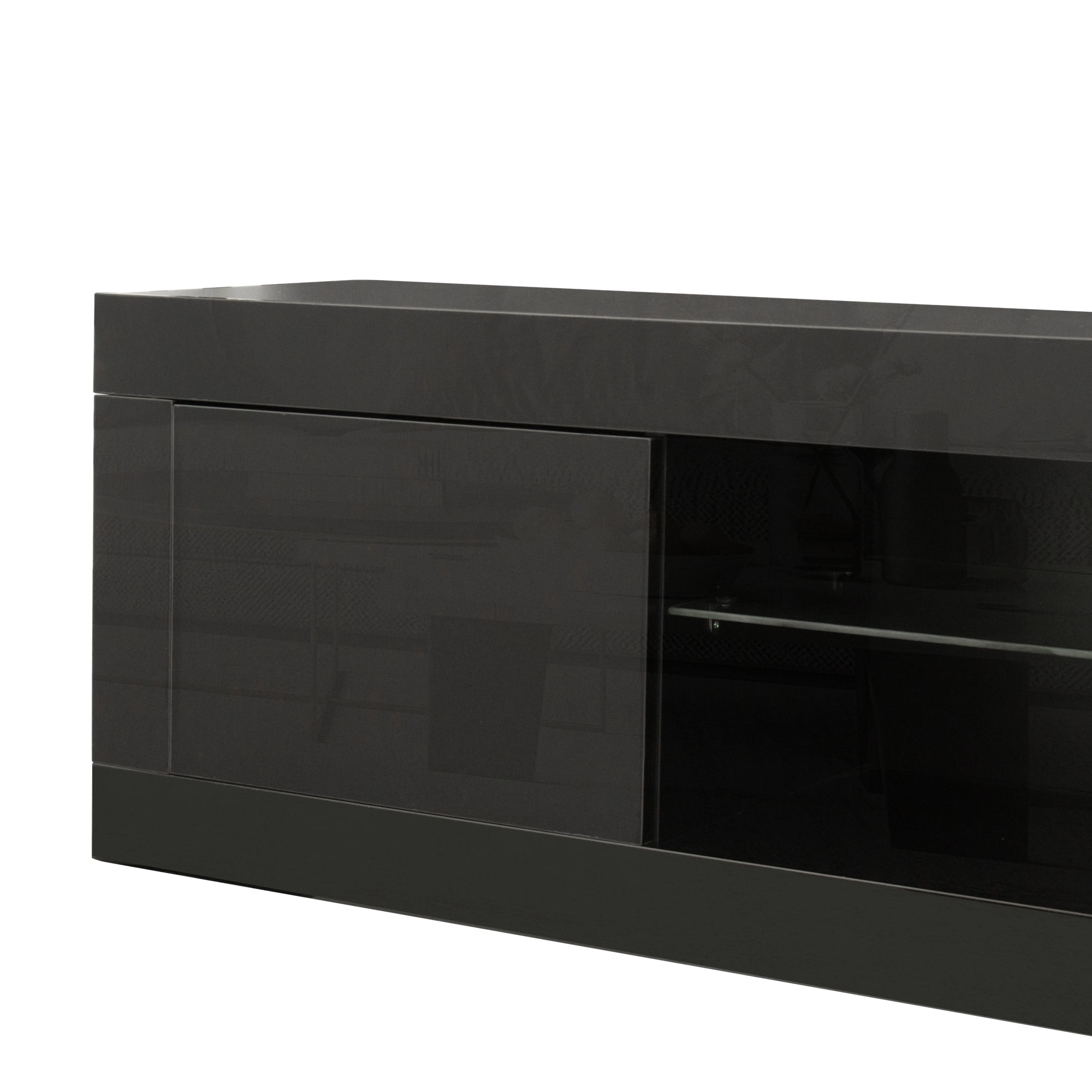 Resenkos TV Console Cabinet for up to 55" Television, LED TV Media Stand for Living Room Entertainment Center, Black