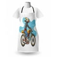 thumbnail image 3 of Motorcycle Apron, Cartoon Style Funny Dog Riding Classic Bike with Jacket Hand Drawn Illustration, Unisex Kitchen Bib with Adjustable Neck for Cooking Gardening, Adult Size, Multicolor, by Ambesonne, 3 of 4