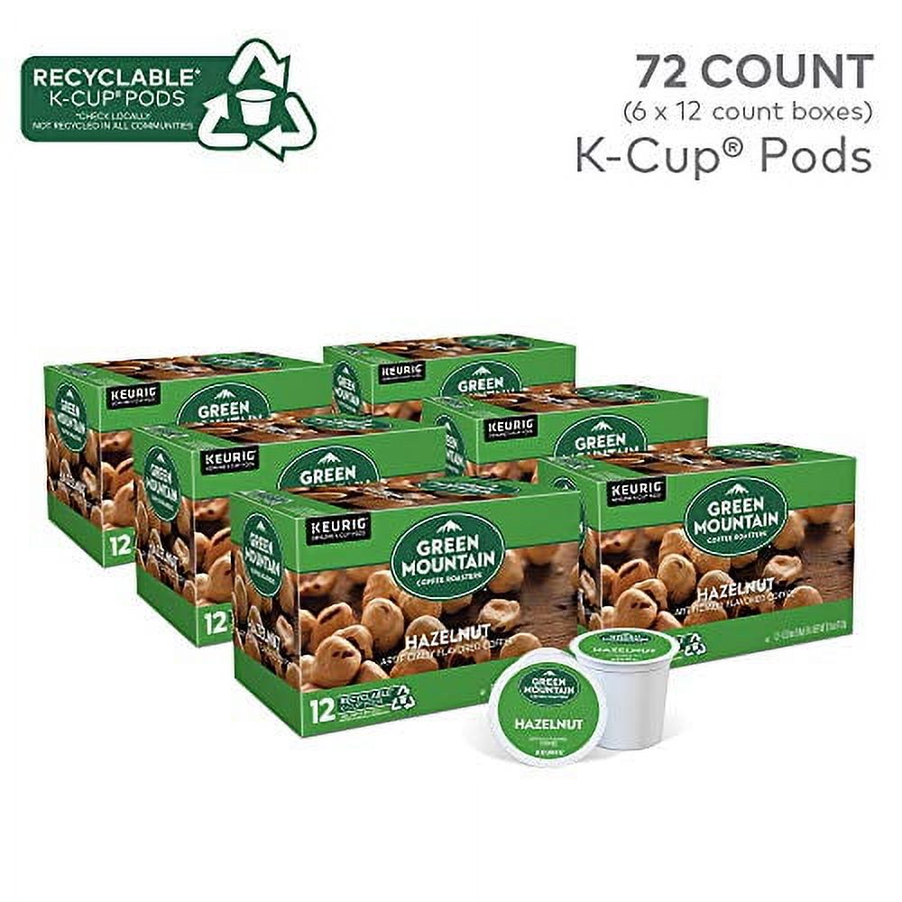 Green Mountain Coffee Roasters Hazelnut Keurig Single-Serve K-Cup pods, Light Roast Coffee, 72 Count (6 Packs of 12)