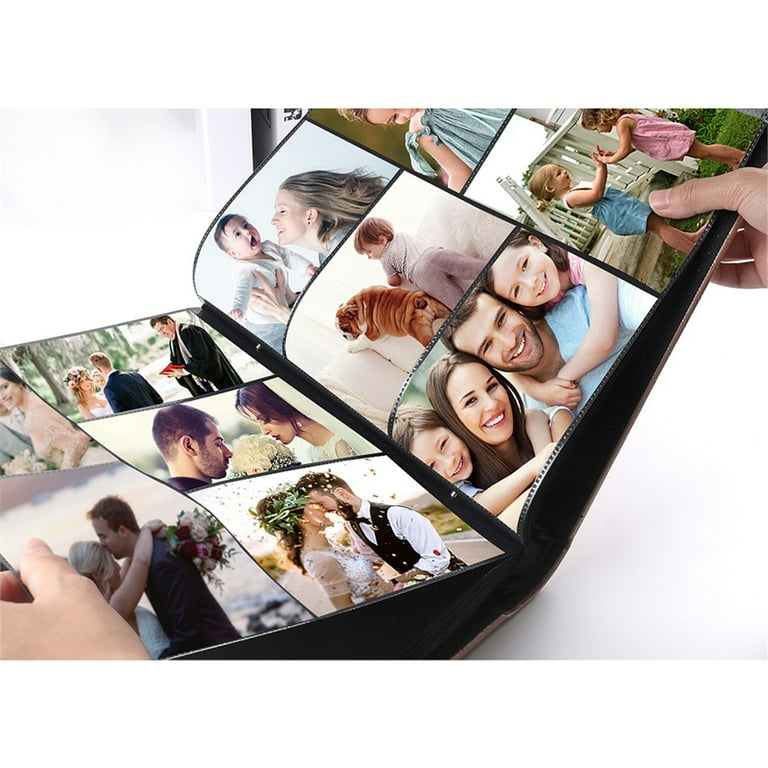 RECUTMS Photo Album 4x6 600 Photos Black Inner Page Button Grain