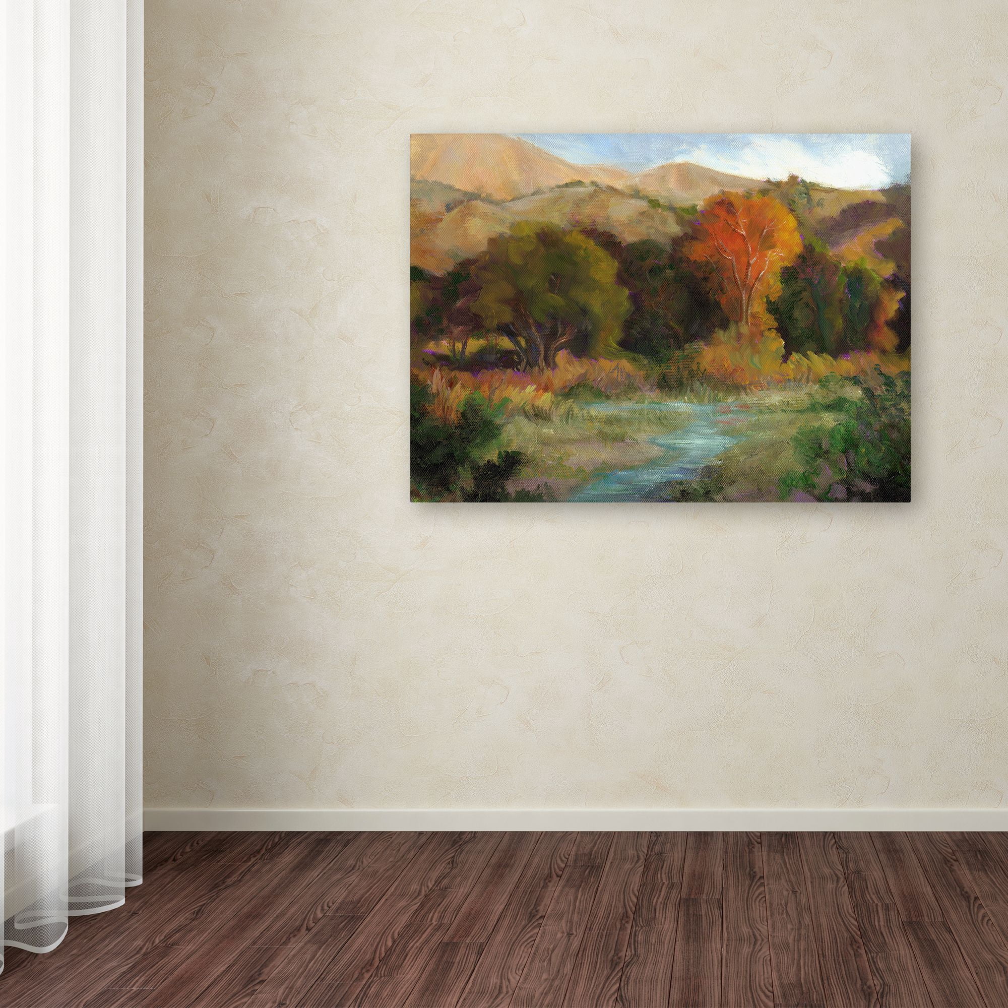 Trademark Fine Art 'Oil Orange tree and Stream' Canvas Art by Susan Rios