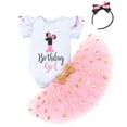 thumbnail image 3 of IBTOM CASTLE Toddler Girls 1st 2nd 3rd Birthday Outfit Princess Polka Dots Ruffle Tutu Skirt Mouse Headband Cake Smash Party Clothes Set 1 Year Pink, 3 of 8
