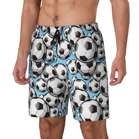 Saiise Football Soccer Ball for Mens Swimming Trunks Swim Trunks Quick Dry Swim Shorts with Mesh Lining Funny Swimwear Bathing Suits-Medium