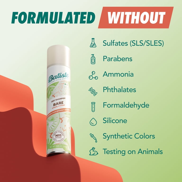 Batiste Bare Dry Shampoo, Light & Barely Scented photo 3