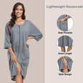 thumbnail image 4 of EA'S SECRET Women's Lightweight 100% Cotton Mid-Length Robe Zip Front Bathrobe 3/4 Sleeve Spa Kimono Robe Bridesmaid Bride Party Robes Sleepwear Bath Robes with Pockets(Dark Gray,L), 4 of 7