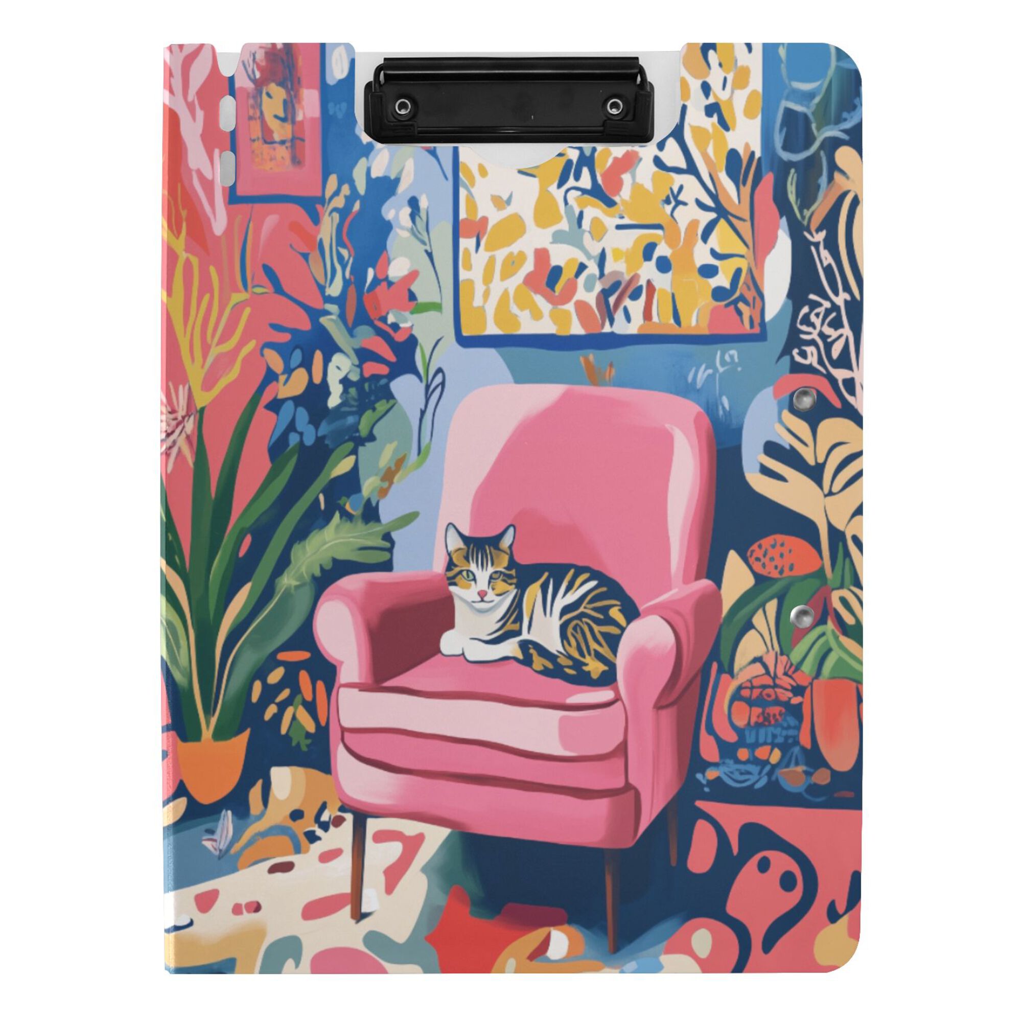 FORMRS A4 Clipboard Folder with Pen Holder Horizontal Foldable School Office Binder, Art Cat