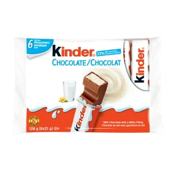 KINDER® CHOCOLATE/CHOCOLAT bar, Milk Chocolate Candy bar with a Milky Filling, 6-Pack, 126g
