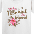 thumbnail image 4 of Inktastic Thankful and Blessed Inspirational Saying with Pink Flowers Youth T-Shirt, 4 of 5