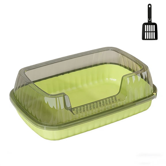 Cat Litter Box with Lid, Semi-Enclosed Litter Box Enclosure with High Sides & Odor Control, Includes Scoop Kitty Litter Box 14.37"x10.63"x5.31"
