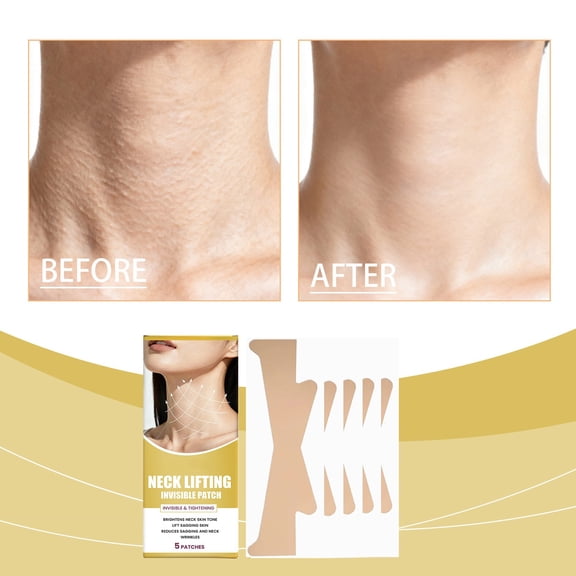 Hauiodp Neck Lift Tape 5 PCS Reusable Invisible Adhesive Patches For Instant Tightening Support -Thin Breathable Neck Tape For Makeup Application