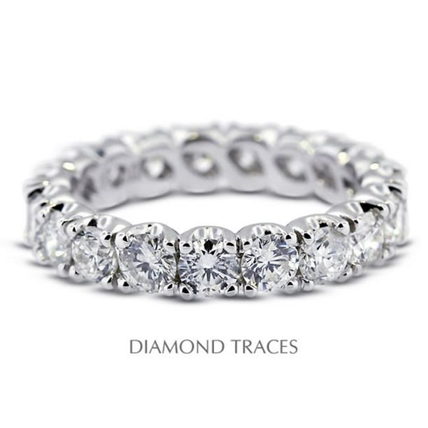 Diamond Traces UD-EWB299-9569 Platine 950 Sertissage à 4 Broches - Diamants Naturels Totaux de 1,26 Carat - Bague d'Éternité Classique