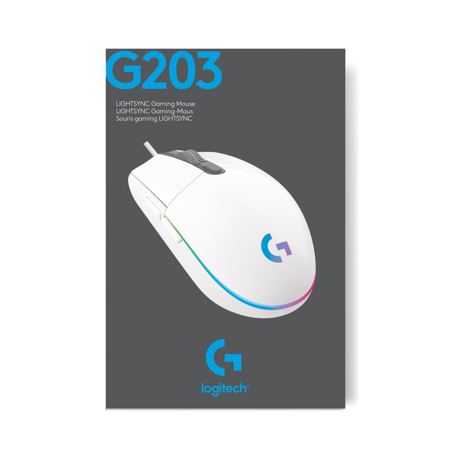 Logitech G203 Lightsync Wired Gaming Mouse - White 