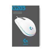 Logitech G203 LIGHTSYNC Wired Gaming Mouse, 8,000 DPI, Rainbow Optical Effect LIGHTSYNC RGB, 6 Programmable Buttons, White