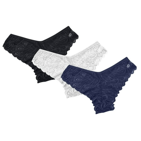 Kmdttou Women s Underwear Cotton Sexy Lace High Cut Panties Comfort Bikini Panty Stretch Underpants Breathable Ladies Briefs (Available in Plus Size) Dark Blue-S