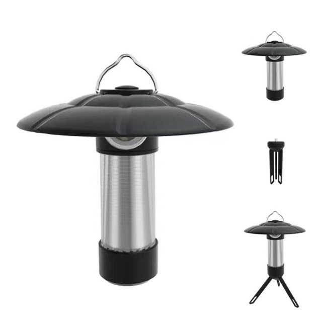 Mini faro linterna 2000mAh 5 modos LED tienda de campaña luz (negro + blanco)