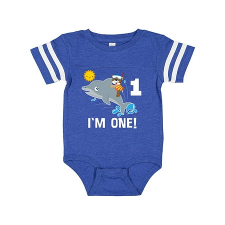 

Inktastic First Birthday 1 Year Old Dolphin Gift Baby Boy or Baby Girl Bodysuit