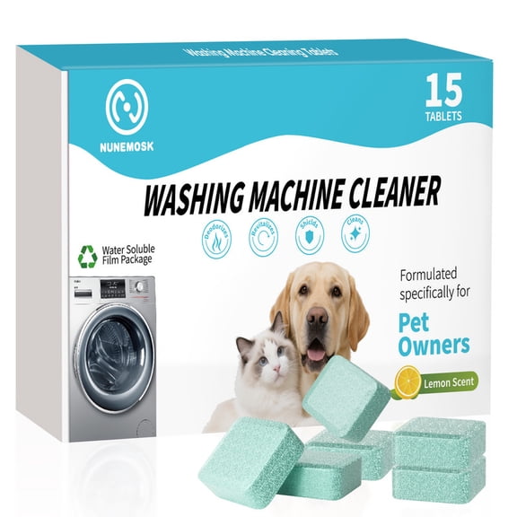 15 Pack Washer Machine Cleaner Tablets Supply, for Pet Owners Washing Machine Cleaner,Compatible with HE,Easily pet hair remover for laundry,Top & Front Load Washer