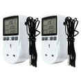 thumbnail image 1 of 2X Digital Temperature Controller Thermostat Outlet Socket Plug Heating Cooling Timer for Homebrew Greenhouse UK Plug, 1 of 7