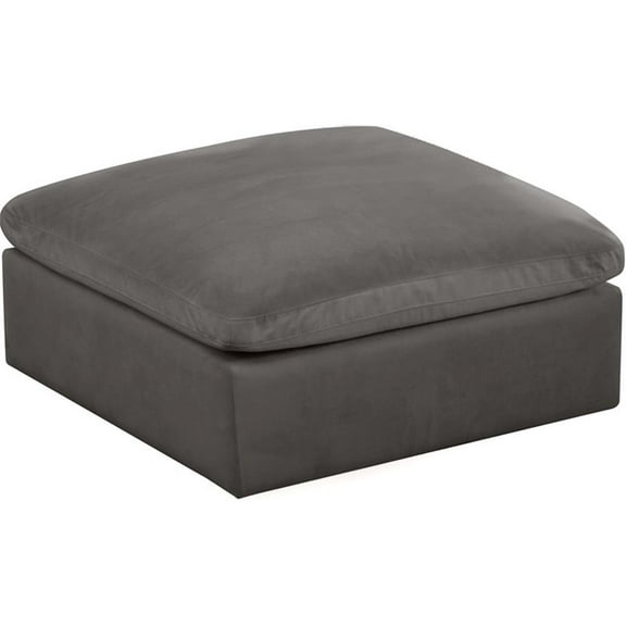 Maklaine Contemporary Velvet Modular Ottoman with Fiber Filled Cushions in Gray