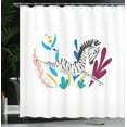 thumbnail image 3 of Ambesonne Funny Shower Curtain, Jumping Zebra on Floral Place, 69"Wx84"L, Cobalt Blue and Raspberry, 3 of 4