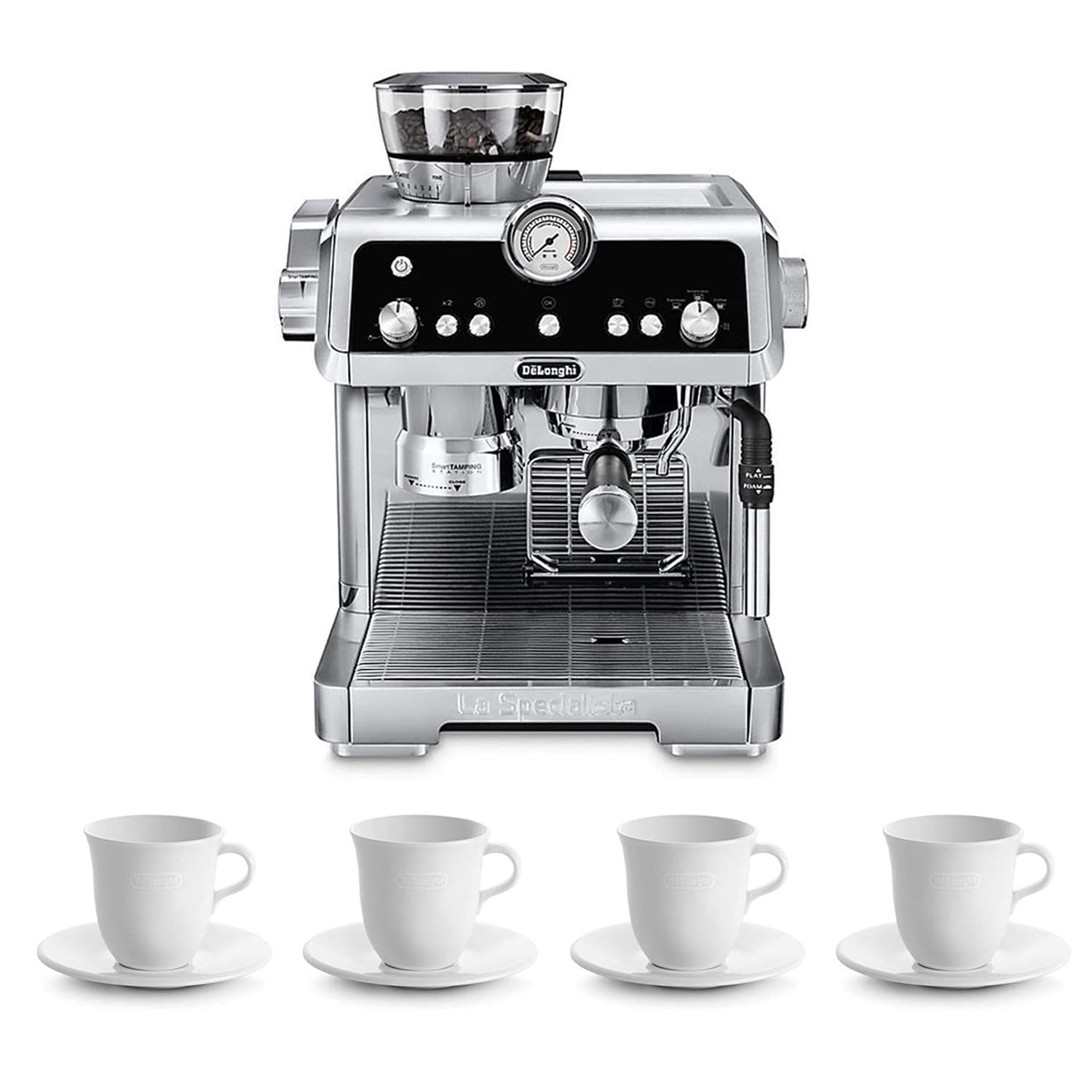 De'Longhi EC9335M La Specialista Espresso Machine & 9 Ounce Cup Saucer, Set  of 4