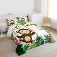 thumbnail image 3 of Castle Fairy Cartoon Monkey Parrot Twin Comforter Sets,Tropical Floral Leaves Bedding Set, 3 of 8