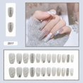 thumbnail image 1 of 24pcs Long White Press On Nails Cute Rhinestone Design Fake Nails Full Coverage, 1 of 3