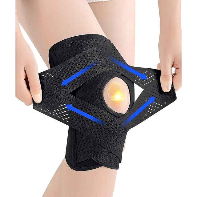 1 pieza de soporte para rodillas, soporte para rodillas con estabilizadores laterales para el dolor de rodilla por desgarro de menisco, rodillera transpirable