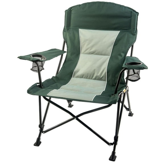 Ozark Trail Big & Tall Cozy Padded Arm Chair, Holds up to 400lbs Weight Capacity, Green in Colour, Durable 100% RPET Polyester, Camping Chair