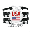 thumbnail image 1 of America National Flag Red Pattern Bracelet Love Accessory Twisted Leather Knitting Rope Wristband, 1 of 3
