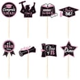 thumbnail image 2 of opvise 1 Set Cupcake Topper with Bamboo Sticks Glitter Hat 2023 Graduation Party Cake Decoration Pick Cake Supplies Pink, 2 of 7
