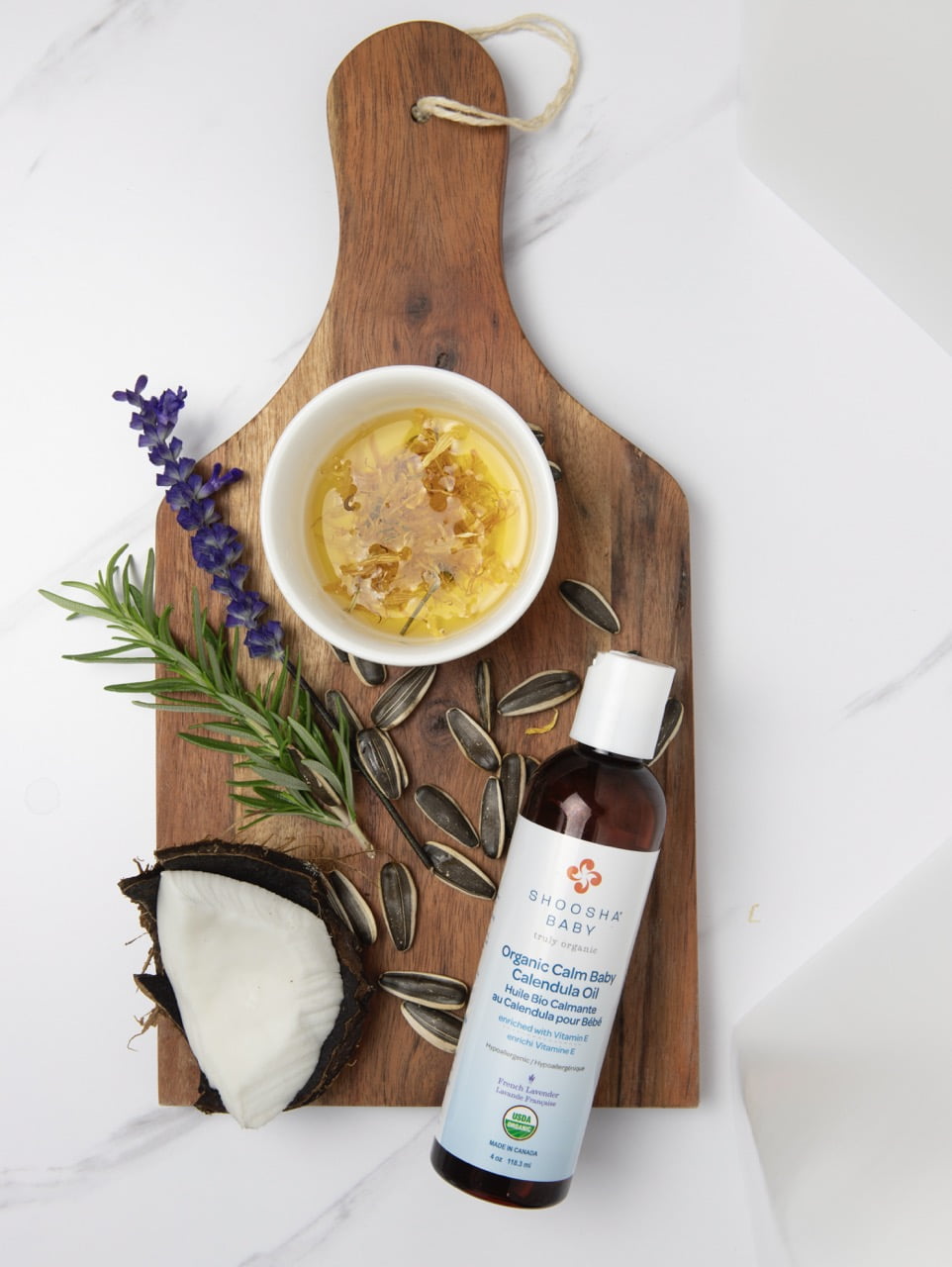 Shoosha USDA-Certified Organic Calendula Oil – French Lavender Scent, for Babies & Toddlers, 4 oz