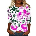 thumbnail image 2 of Raeneomay 3/4 Length Sleeve Womens Tops Women's Fashion Printed T-Shirt Blouse Round Neck Casual Tops, 2 of 6