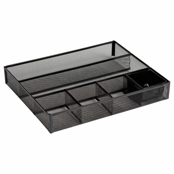 Rolodex 22131 Deep Desk Drawer Organizer, Metal Mesh, Black