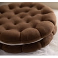 thumbnail image 2 of Cojín redondo en forma de galleta de 14 pulgadas, cojín decorativo acogedor, divertido, bonito, asiento circular, cojín de suelo para sofá, silla, cama, coche (café), 2 of 5