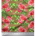 thumbnail image 1 of Soimoi Crepe Silk Fabric Leaves & Peony Floral Print Fabric by Yard 42 Inch Wide, 1 of 3