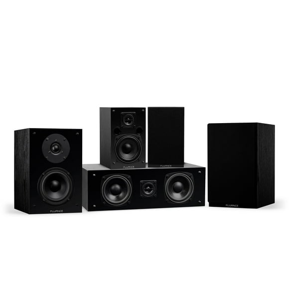 Fluance Elite High Definition Compact Surround Sound Home Theater 5.0 Channel Speaker System including 2-Way Bookshelf, Center Channel and Rear Surround Speakers - Black Ash (SX50BC)